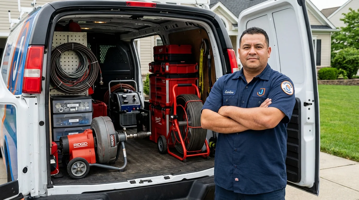 Professional drain cleaning equipment and Johns Plumbing LLC plumber in Eagle
