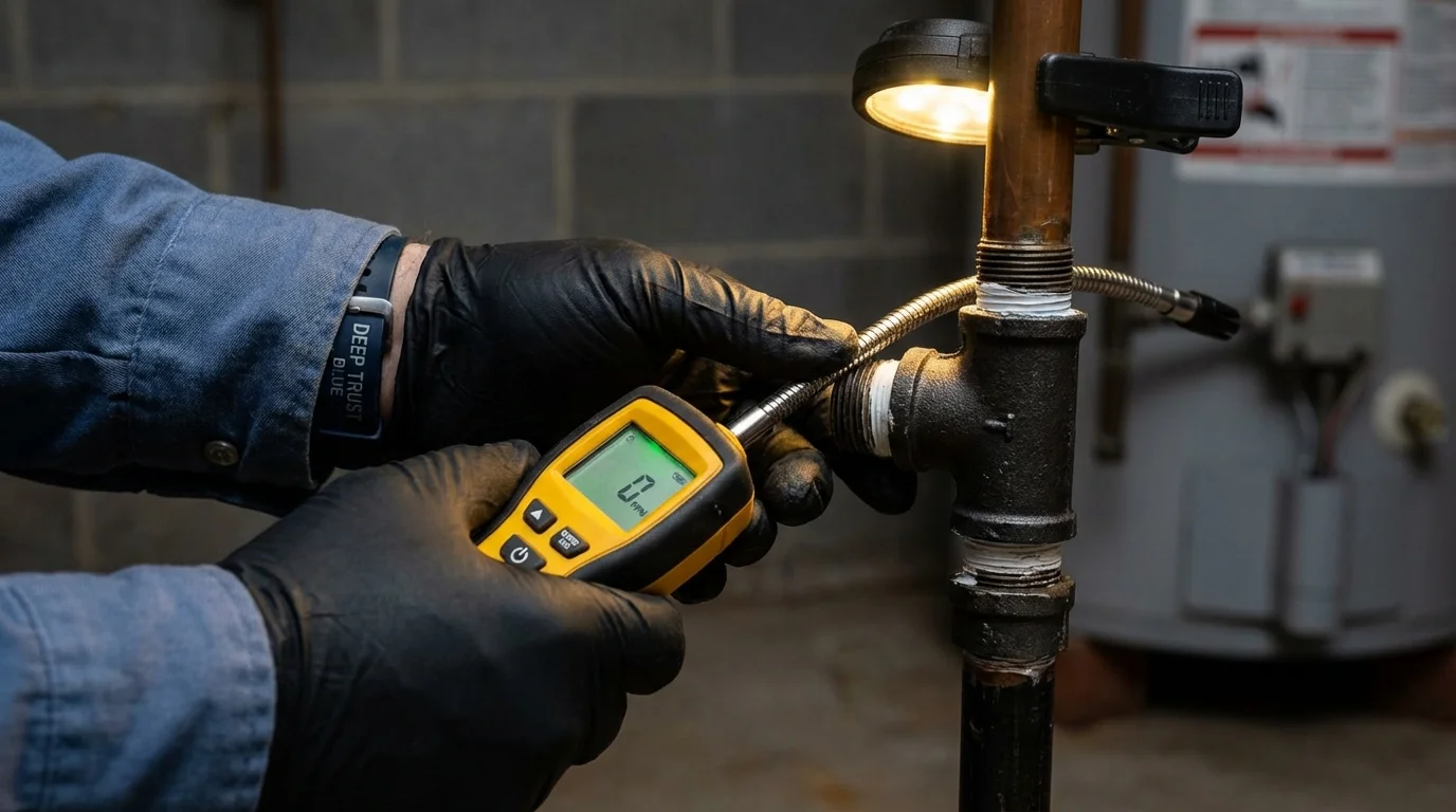 Gas leak detection with electronic sniffer by Johns Plumbing LLC in Eagle