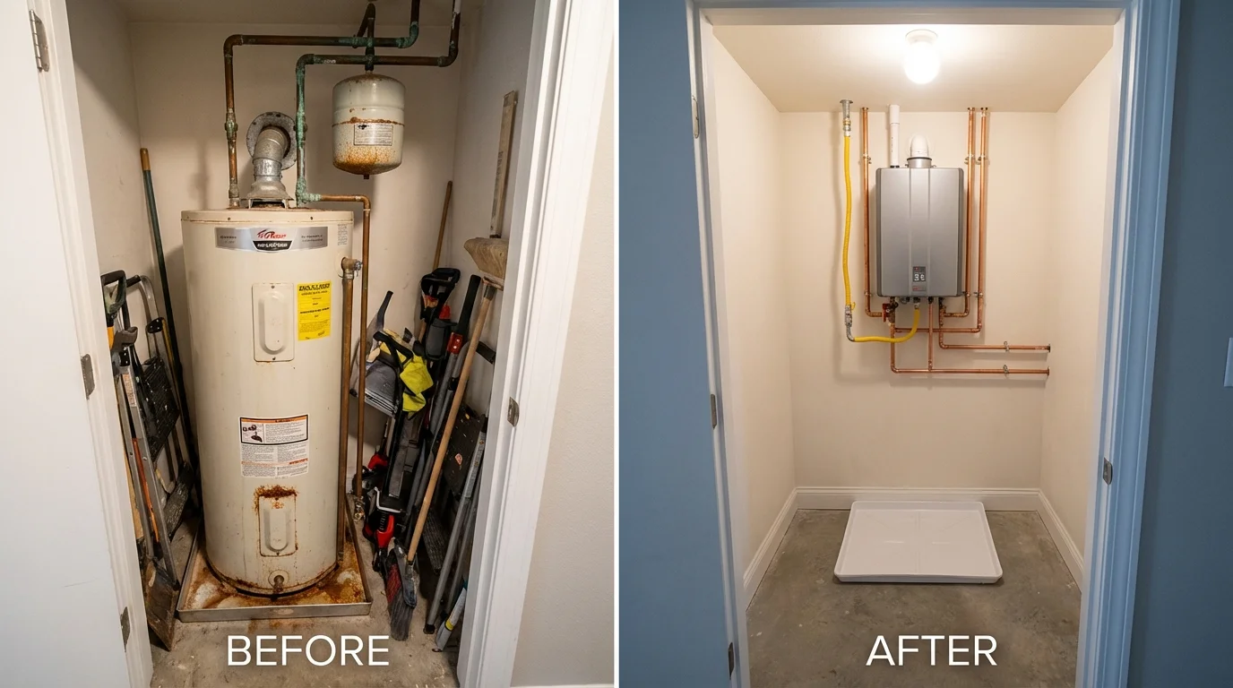 Tank water heater versus wall-mounted tankless unit comparison for Eagle, ID homeowners